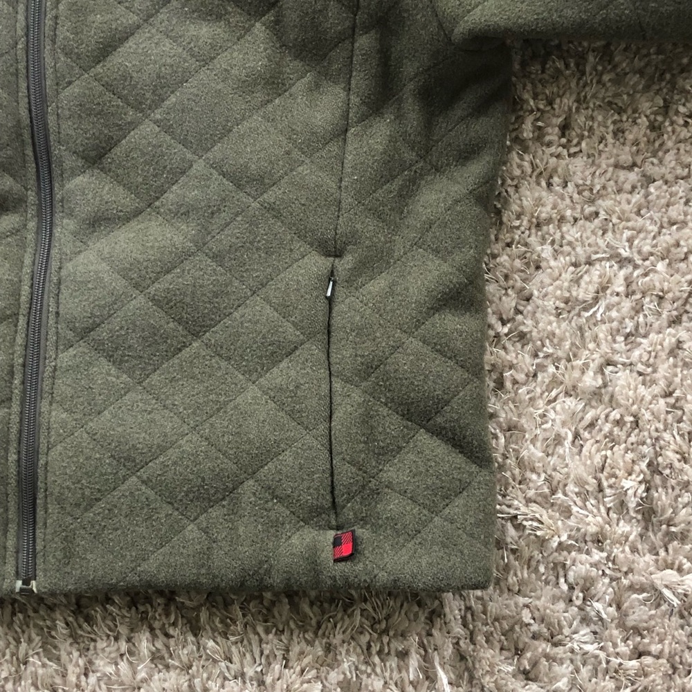 Woolrich Olive Heather Full-Zip Quilted Wool Coat, Sz XL - Picture 8 of 16